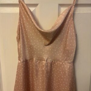 Lulus Polka Dot Cowl Neck Slip Dress - Blush Pink, Medium
